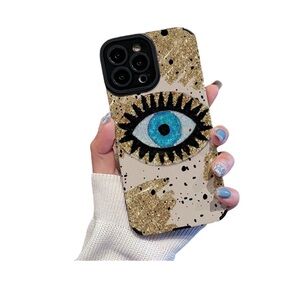 Stylish Gold and Black Eye Design Phone Case iPhone 15 pro max